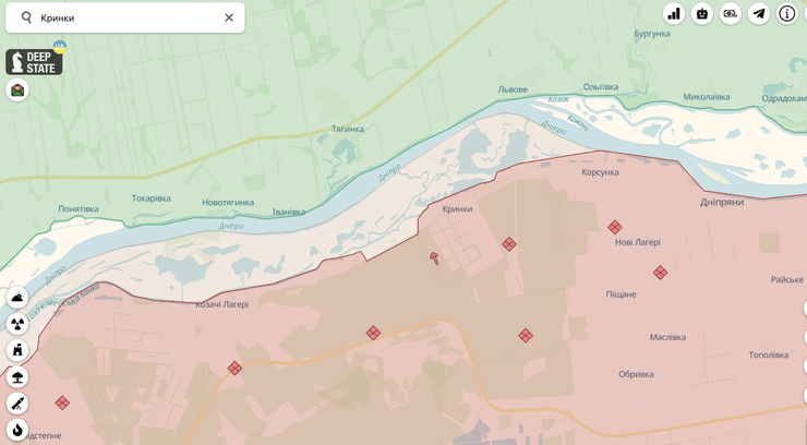 Карта боїв DeepState, Кринки