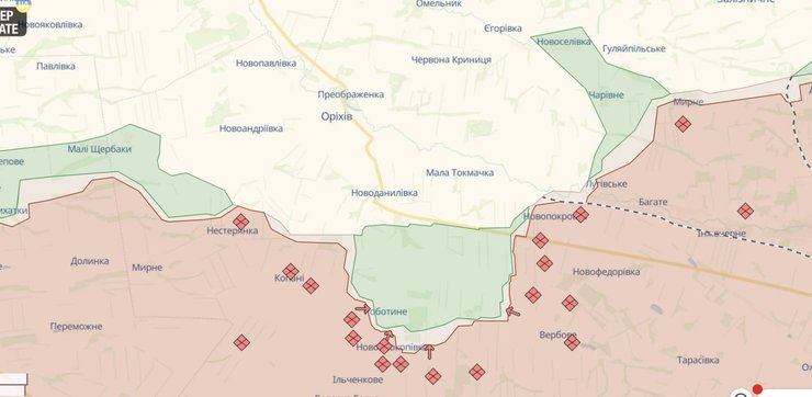 карта боев, запорожское направление