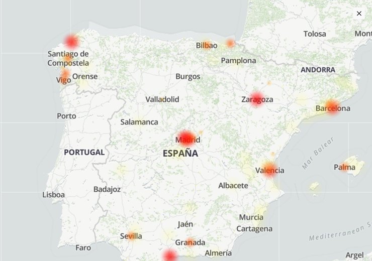 Масштабный сбой, Испания, 20 мая, карта