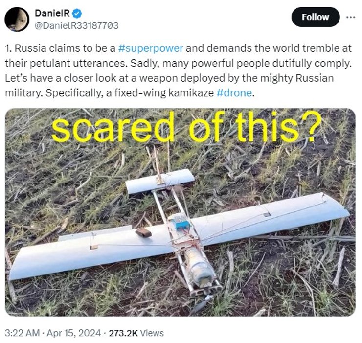 Російський БПЛА з пінопласту