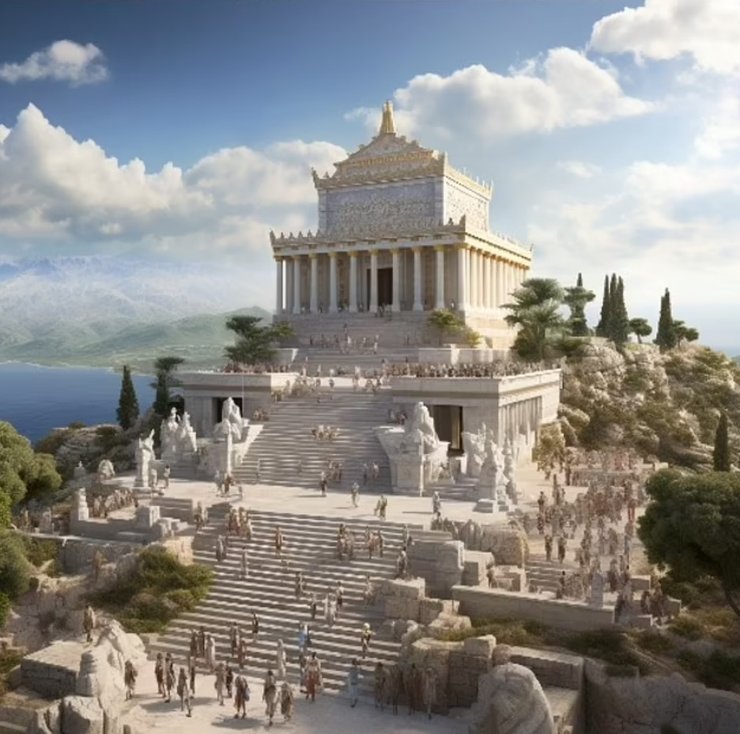 Мавзолей в Галикарнасе, археология, Семь чудес света, чудо света, Midjourney