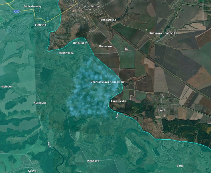 Прорив в Курській області, Черкаські Конопельки, Суджа, карта, Рьопке, Bild, 14 серпня