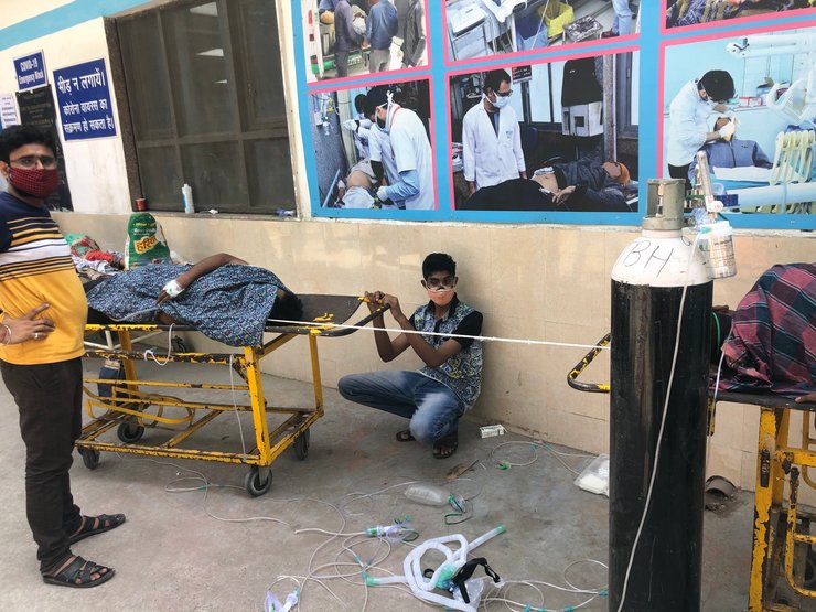 нью-дели, индия, умерший, очередь