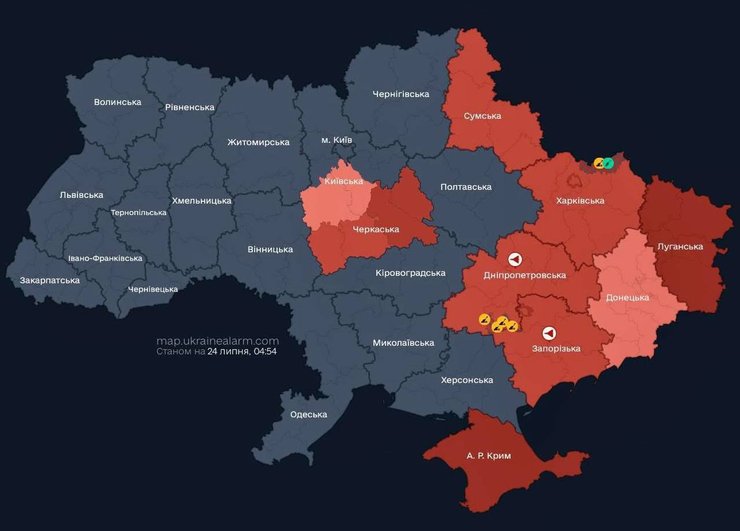 В Киевской области заработала дифференцированная система воздушных тревог