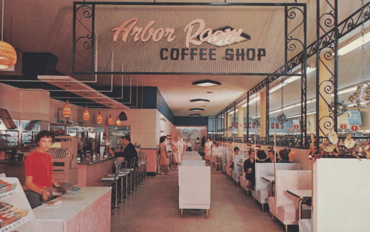 Обычная кофейня в 1950-годах, цена на кофе