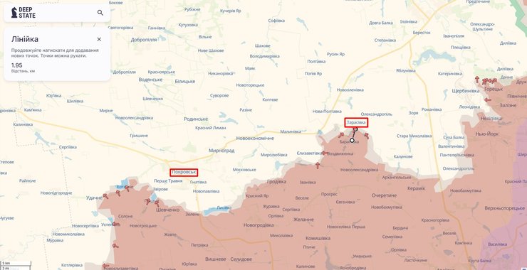 Бои на Донбассе, Покровское направление, 24 марта, карта, DeepState, Тарасовка