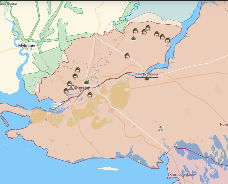 Новые понтонные переправы ВС РФ, Новая Каховка, российская переправа, понтонная переправа ВС РФ