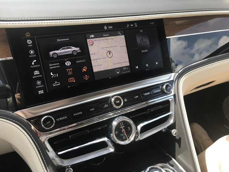 bentley flying spur, фото, панель, экран, салон