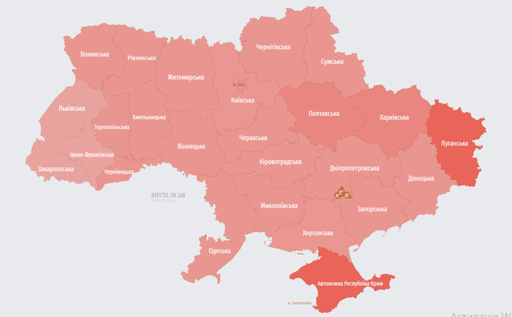 Карта воздушных тревог, 19 апреля