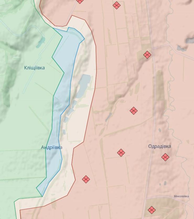 Бої біля Бахмута, карта
