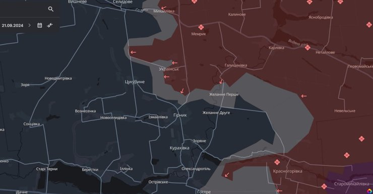 Карта боїв на Покровському напрямку