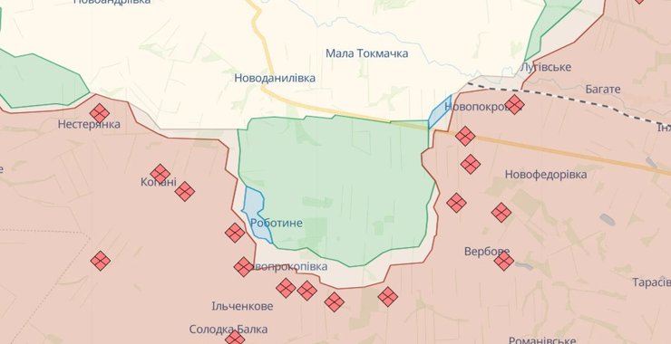 Запорожское направление, карта боевых действий