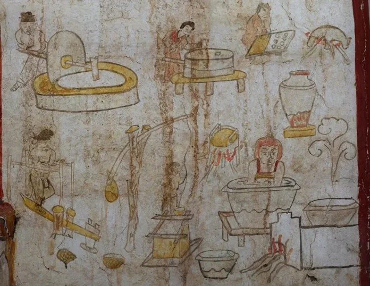 Китай, гробница, захоронение, роспись, династия, Тан, Шаньси, археологи, археология, стены, рисунки, история, раскопки