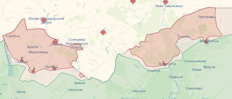Карта боевых действий на севере Харьковщины