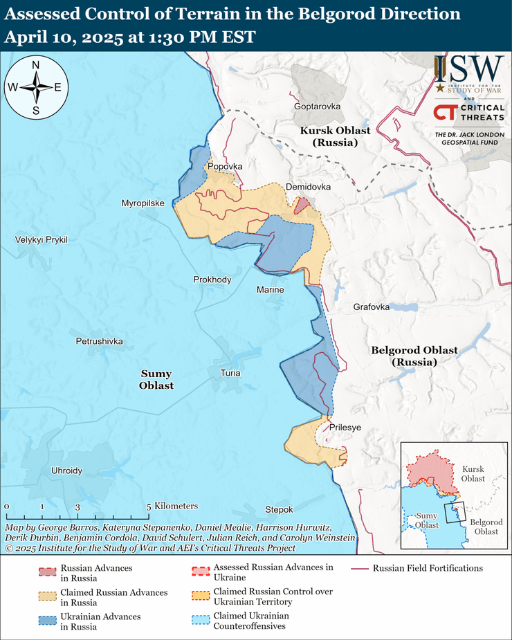 Сумський напрямок, наступ на Суми, наступ на Сумську область, ситуація на Сумщині, ISW