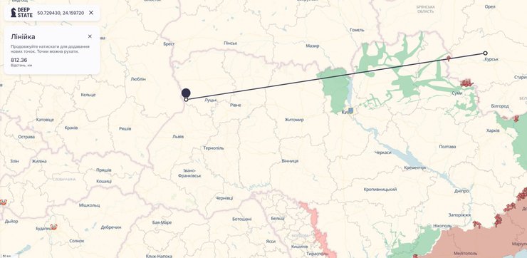 Карта з місцерозташуванням міста Нововолинськ, по якому Шахеди вдарили 19 березня