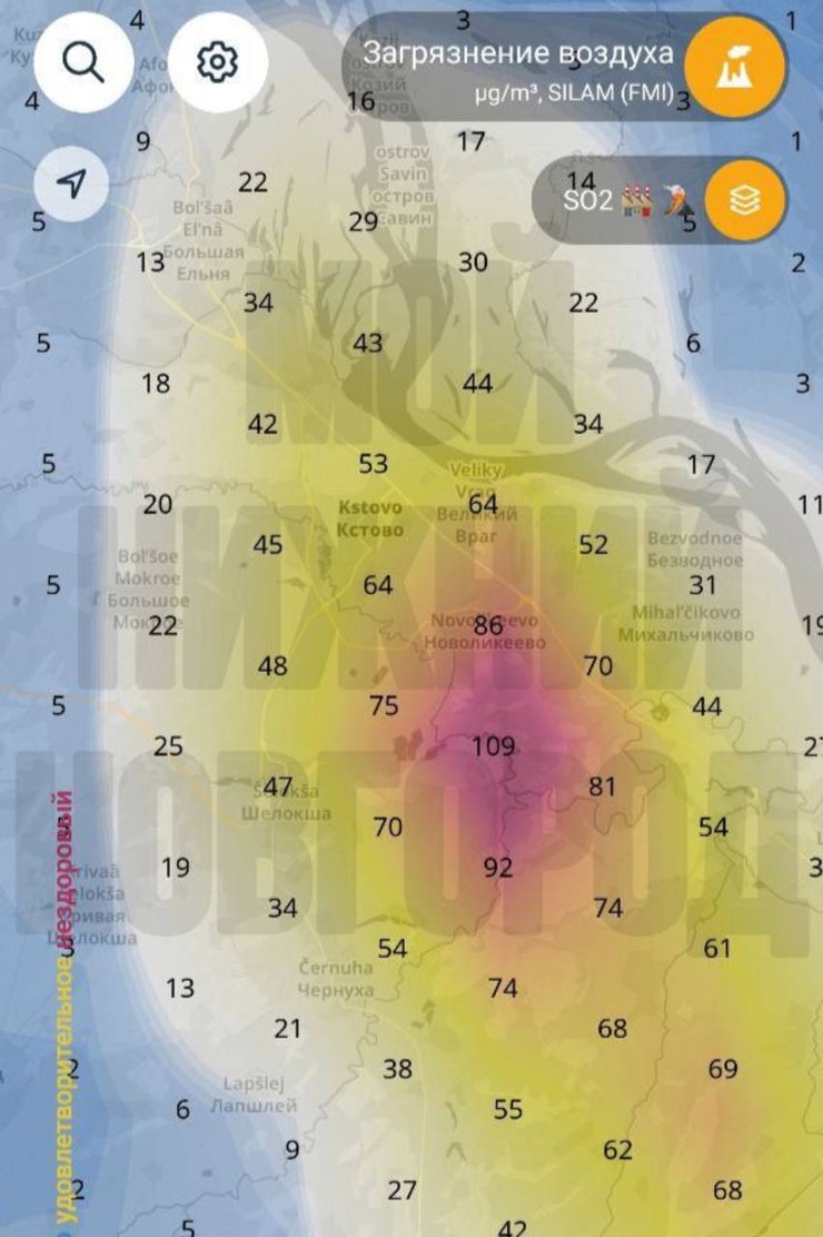 Нижний Новгород, Кстово, карта