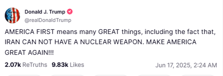 допис Трампа про Іран