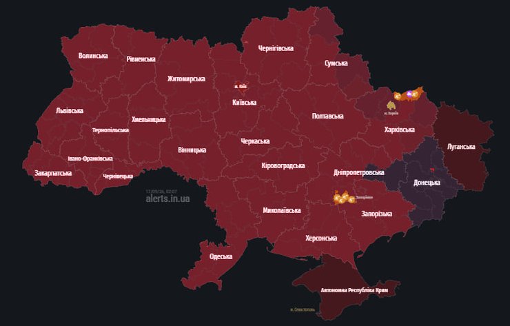 карта воздушных тревог
