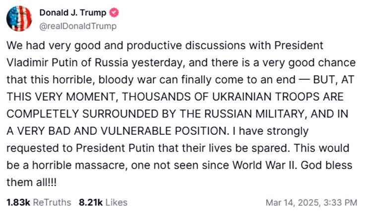 трамп про путіна пост