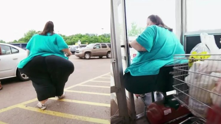 Женщина застряла в дверях, толстая женщина, лишний вес, скинула вес, похудела, застряла в дверях, сбросила 133 кг