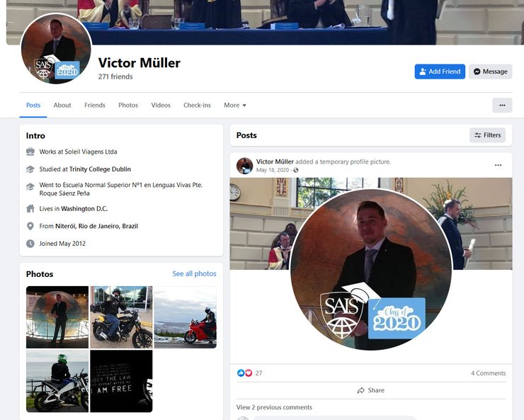 Страница "Виктора" в Facebook