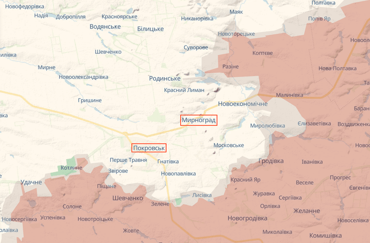 ВС РФ взяли в полуокружение Мирноград и Покровск на Покровском направлении