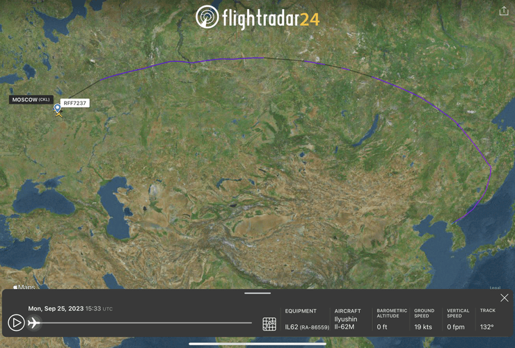 FlightRadar, самолет ввс россии, рейс москва пхеньян