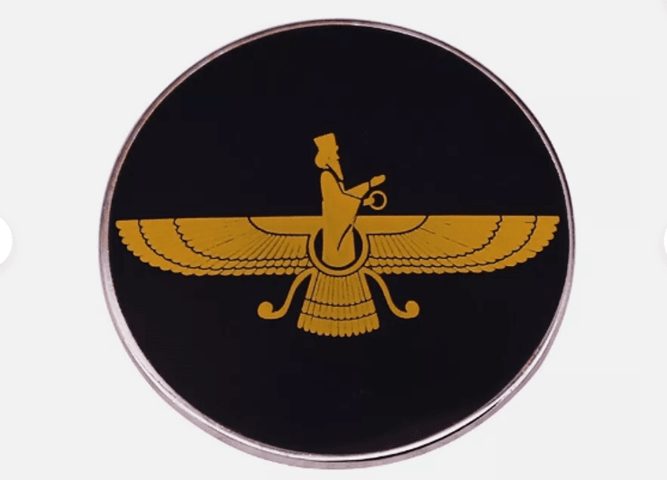 Значок с Ахурой Маздой - его изображение вписано в круг