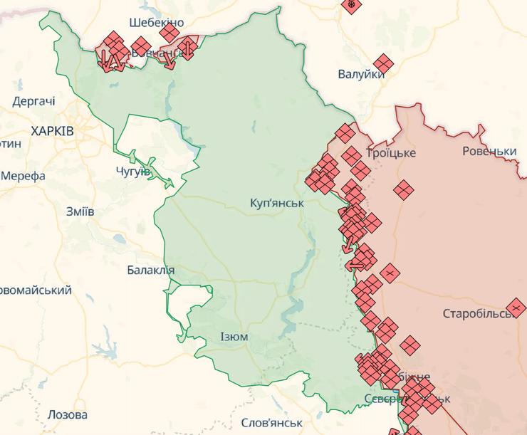 Карта боевых действий на севере