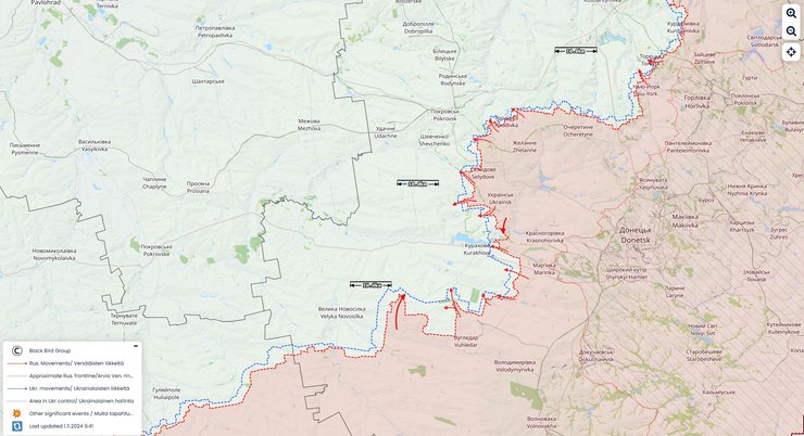 Наступление РФ, Курахово, карта, 28 октября