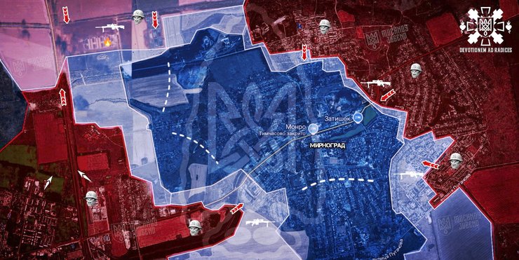 Карта ситуації у Мирнограді, "Мучной", 3 грудня