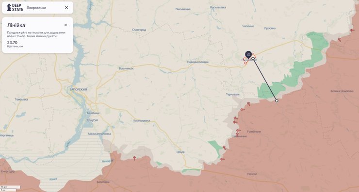 карта фронту з Покровським та Олександрівський напрямок станом на 4 вересня 2026 року, DeepState