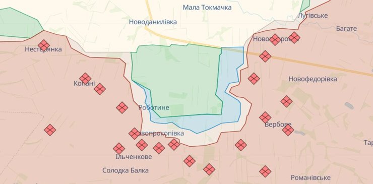 Запорожский отрезок, карта боевых действий