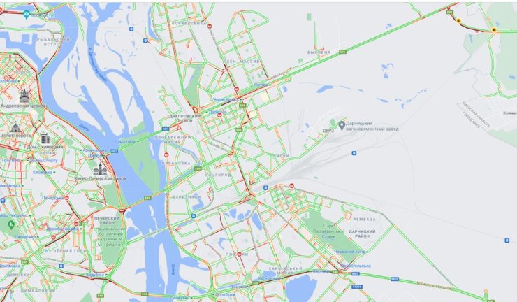 Киев, пробки, пробки в Киеве, карта пробок в Киеве, движение транспорта в Киеве