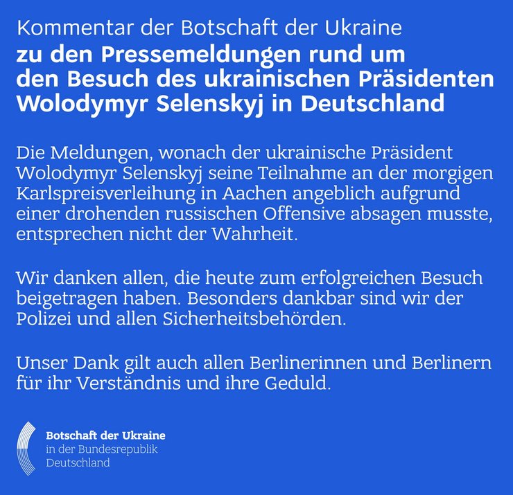 Посольство заявило, що наступ РФ на Суми не є причиною термінового повернення Зеленського в Україну