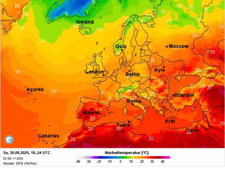 Відповідно до прогнозу температури на 30 серпня Україна буде однієї з найспекотніших країн