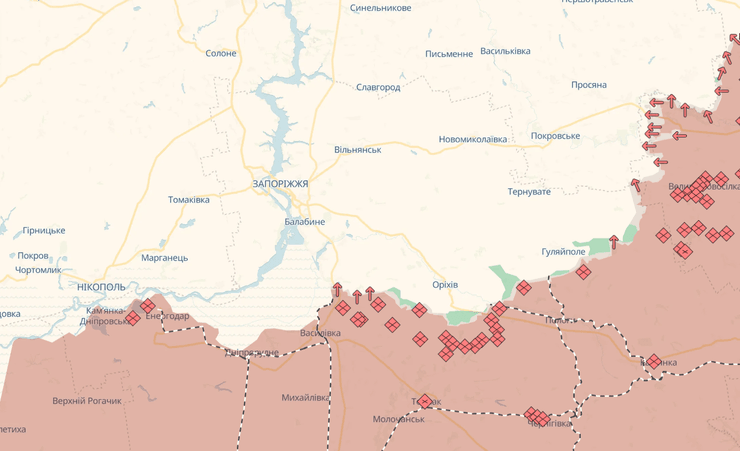 Запорізький напрямок за даними DeepState на 17 серпня