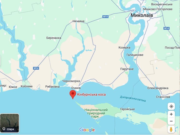 гугл карти - Google карти - Кінбурнська коса карта