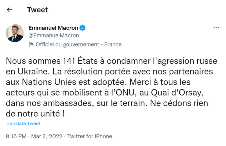 Макрон, звернення, народ, війна, Україна