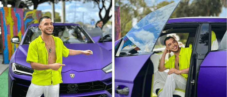 Майкл Мехия возле Lamborghini