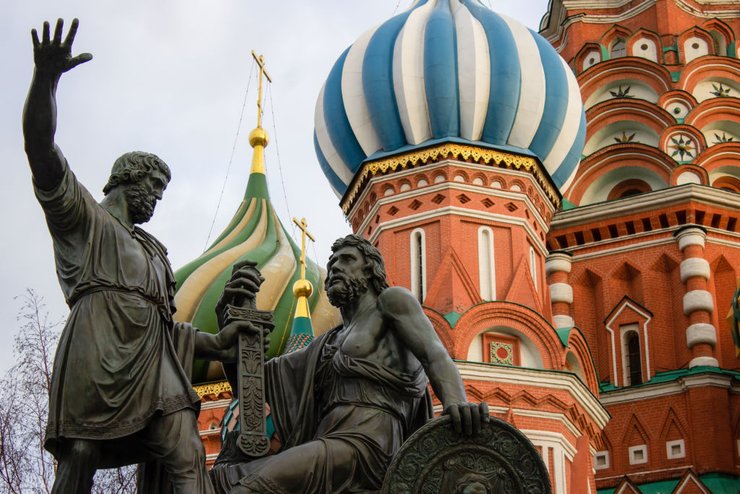 москва, памятник минину и пожарскому, собор василия блаженного