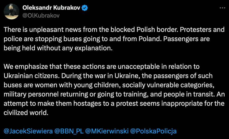 польские фермеры, протесты, Польша, скандал, Александр Кубраков, ситуация на границе