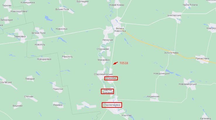 Отрезок фронта Урожайное-Старомлиновка