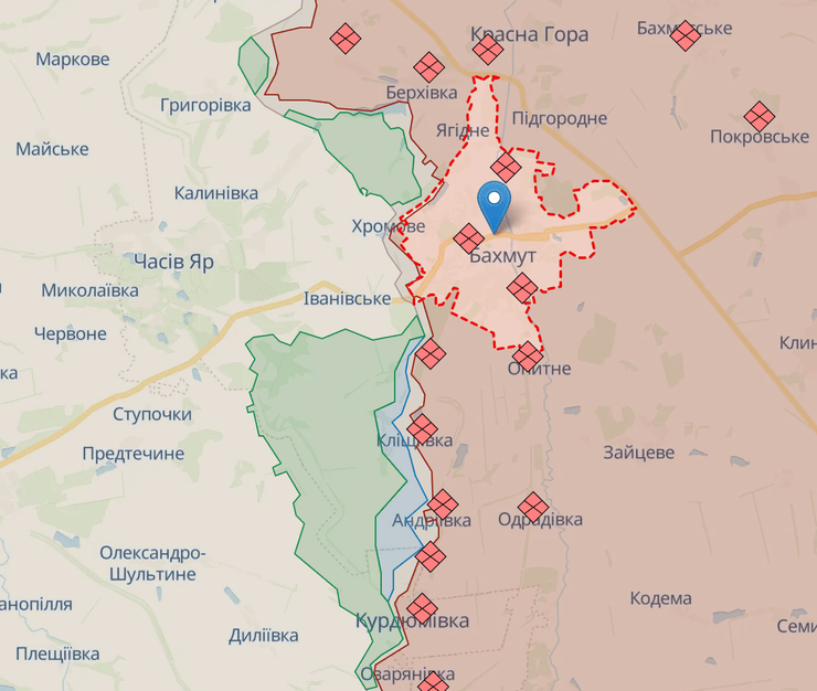 Бахмут, бои за Бахмут, украинское контрнаступление, карта боевых действий, контрнаступление ВСУ 2023, контрнаступление ВСУ