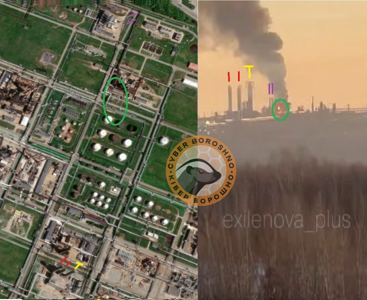 Зображення з точкою займання на АВТ-5 НПЗ в Уфі 2 квітня