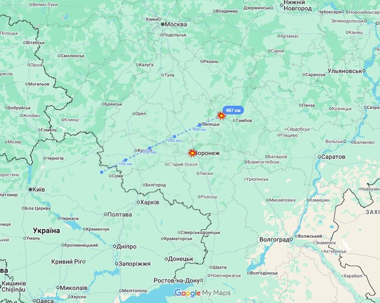Точка попадания в Тамбовской области 3 декабря