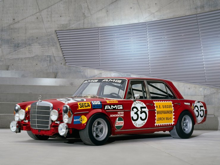 mercedes 300 sel red pig