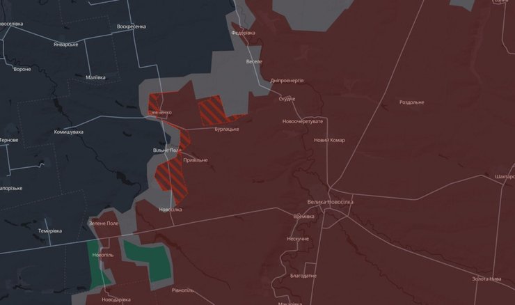 На карте deepstate показано продвижение ВС РФ на фронте