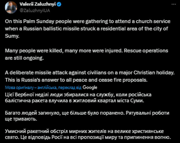 Допис Залужного